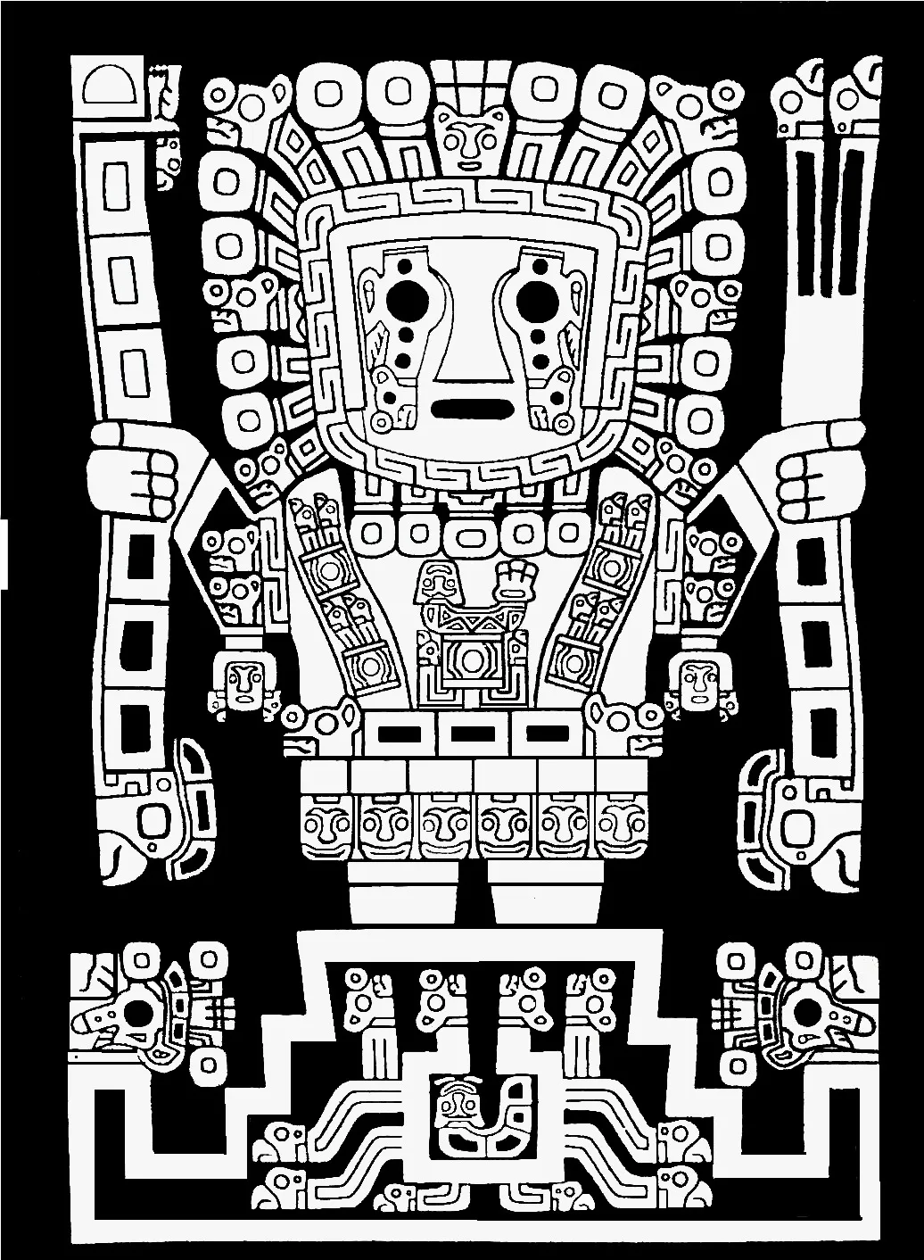 Staff God from the Gate of the Sun at Tiwanaku, Andean iconography